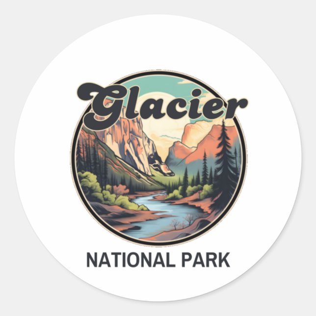 Glacier national park classic round sticker (Front)
