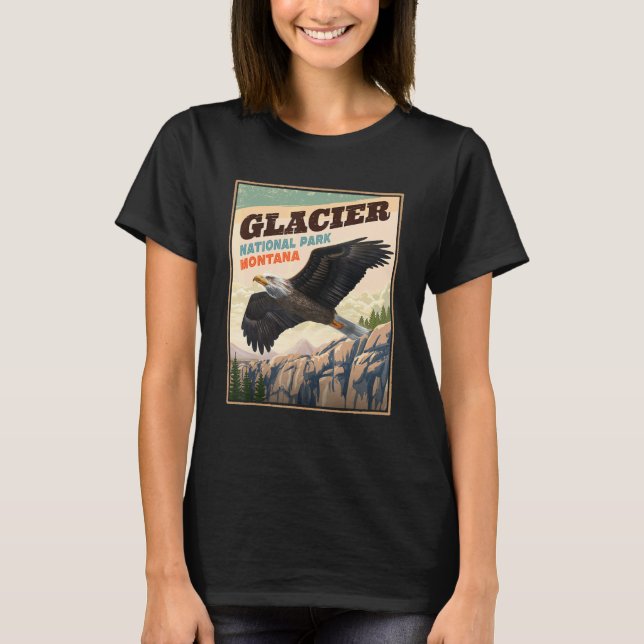 Glacier National Park Eagle Vintage Look T-Shirt (Front)