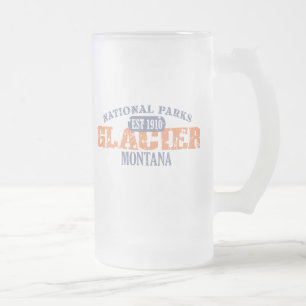 Glacier National Park Frosted Glass Beer Mug