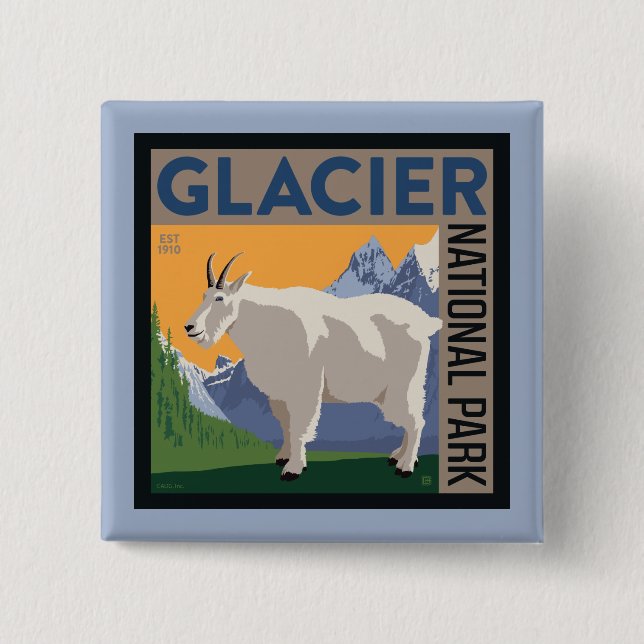 Glacier National Park | Goat 15 Cm Square Badge (Front)