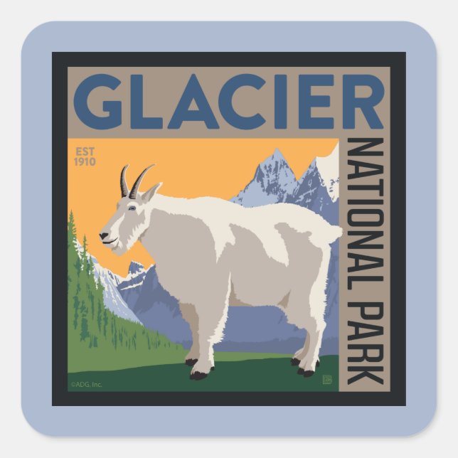 Glacier National Park | Goat Square Sticker (Front)