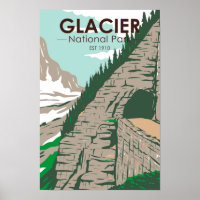 Glacier National Park Going to the Sun Road Retro 