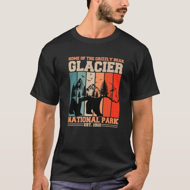 Glacier National Park Grizzly Bear Hiking Vacation T-Shirt (Front)