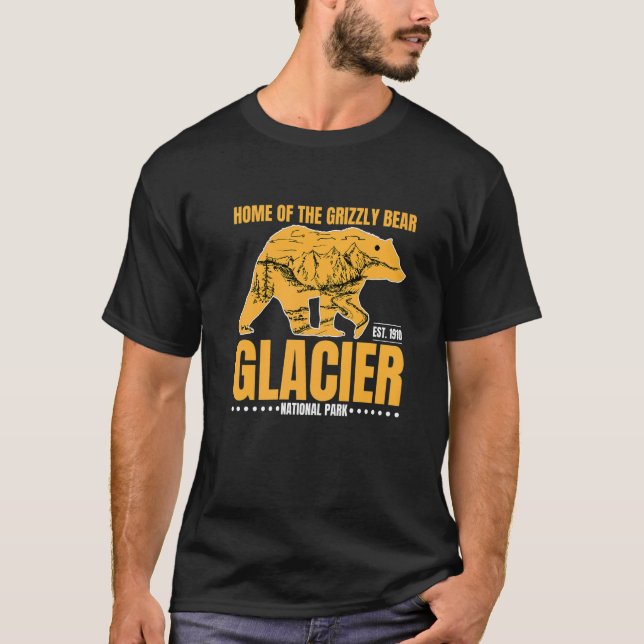 Glacier National Park Grizzly Bear Hiking Vacation T-Shirt (Front)