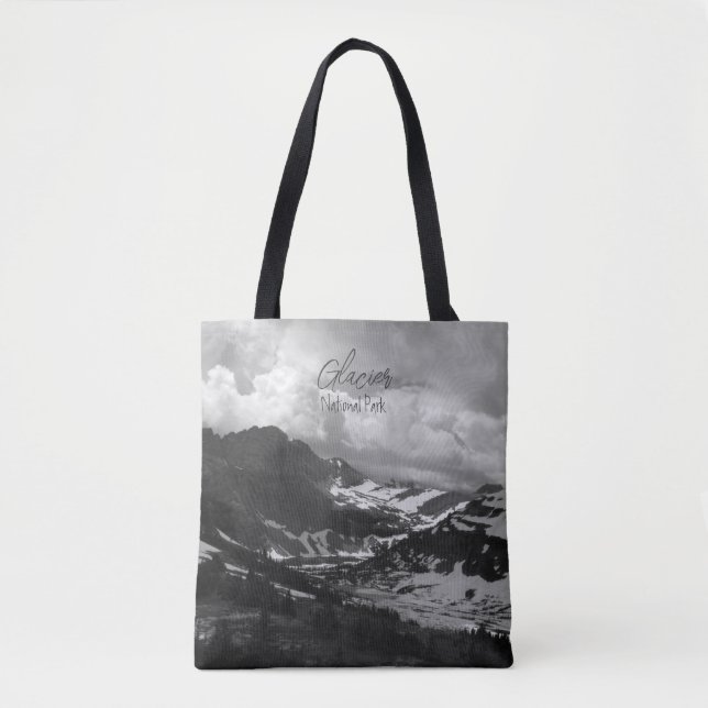 Glacier National Park Hidden Lake Black White  Tote Bag (Front)