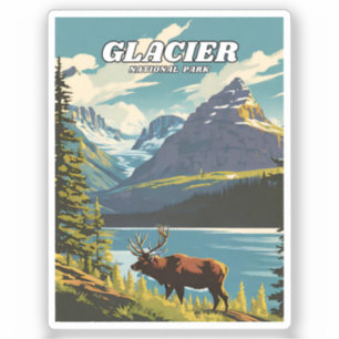 Glacier National Park illustration retro Decorativ