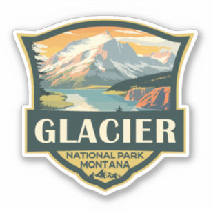 Glacier National Park Illustration Travel Vintage