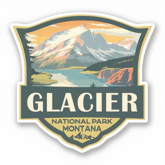 Glacier National Park Illustration Travel Vintage (Front)