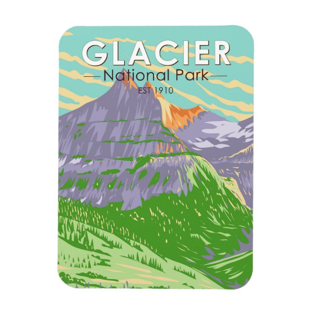 Glacier National Park In Spring Montana Vintage Magnet (Vertical)