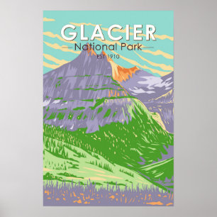 Glacier National Park In Spring Montana Vintage Poster