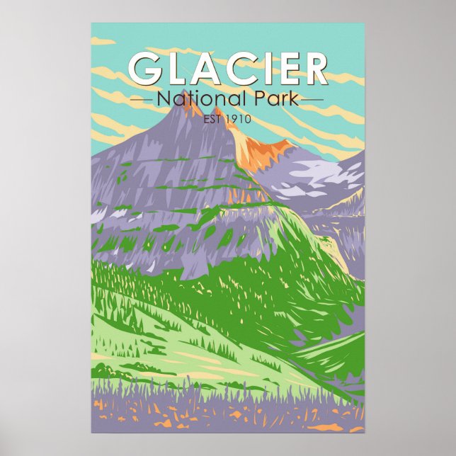 Glacier National Park In Spring Montana Vintage Poster (Front)