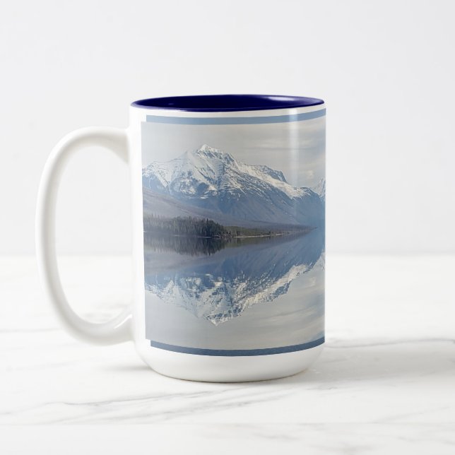 Glacier National Park Lake McDonald Winter Two-Tone Coffee Mug (Left)