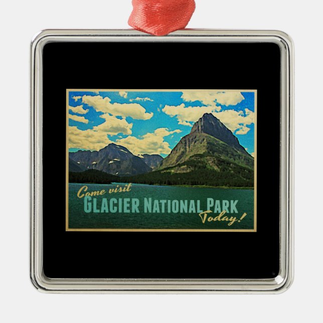 Glacier National Park Metal Tree Decoration (Front)