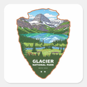 Glacier National Park Montana Arrowhead Square Sticker