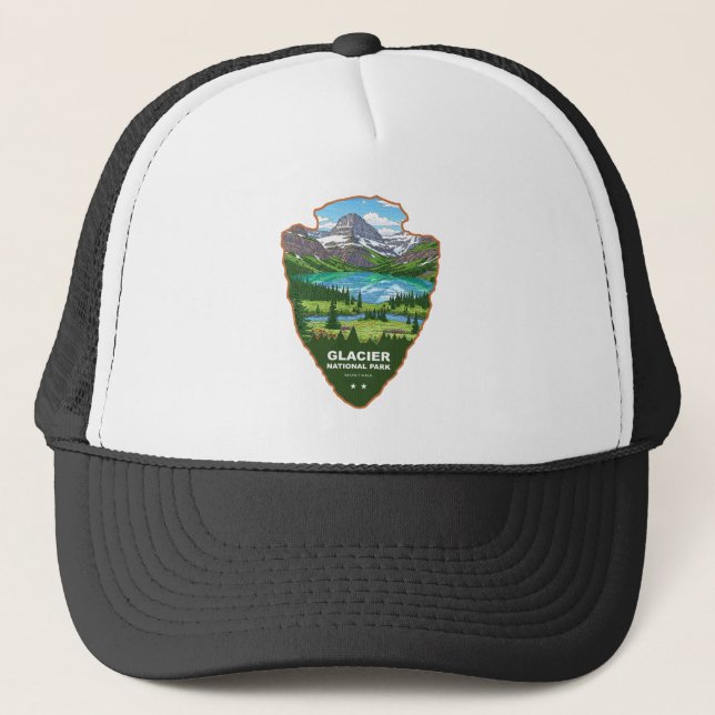 Glacier National Park Montana Arrowhead Trucker Hat (Front)