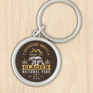 Glacier national park Montana forest landscape Key Ring