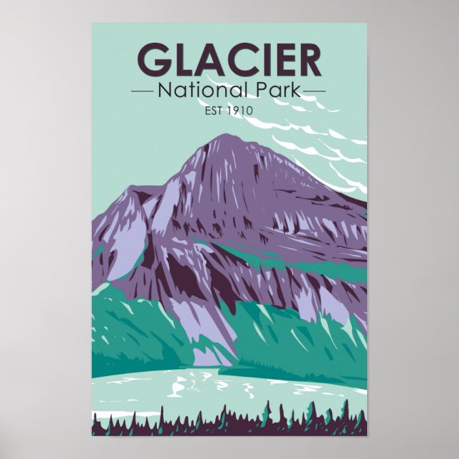 Glacier National Park Montana Hidden Lake Vintage Poster (Front)