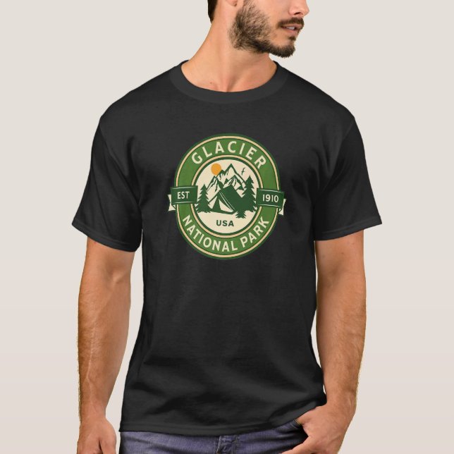 Glacier National Park Montana Hike Camp Outdoors R T-Shirt (Front)