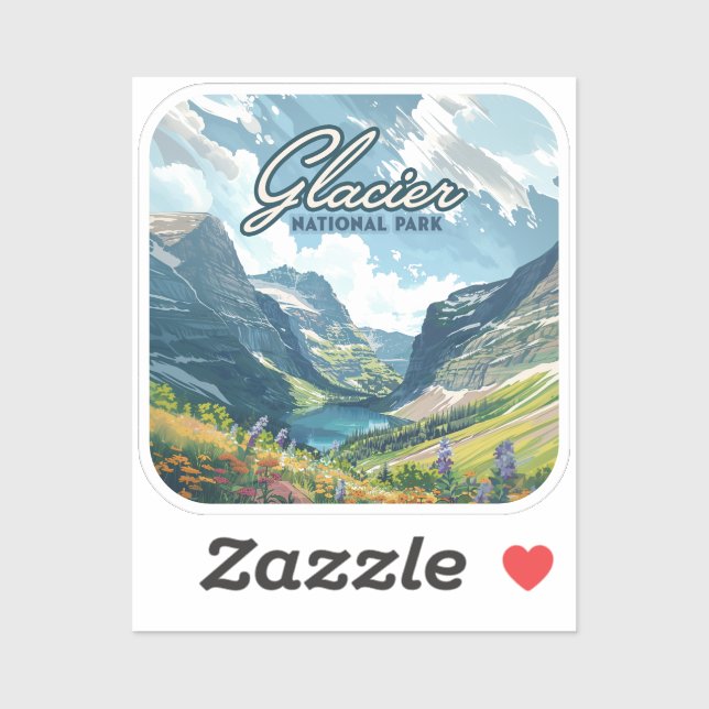 Glacier National Park Montana Lake Retro (Sheet)