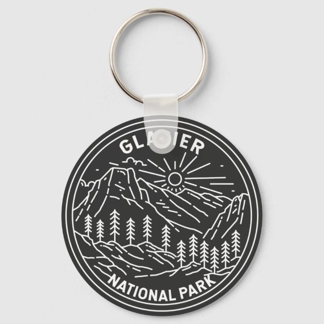 Glacier National Park Montana Monoline  Key Ring (Front)