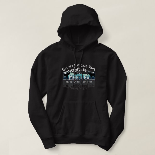 Glacier National Park Montana Moose Hiking Camping Hoodie (Design Front)