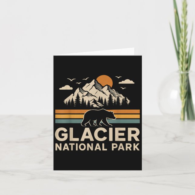 Glacier National Park Montana Outdoor Hiking Retro Card (Front)