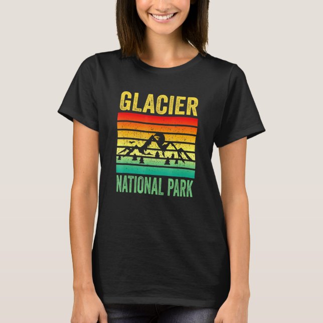 Glacier National Park Montana Retro Sunset Souveni T-Shirt (Front)