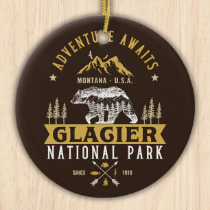 Glacier National Park Montana Timberland Scene Ceramic Tree Decoration