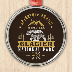 Glacier National Park Montana Timberland Scene Metal Tree Decoration