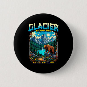 Glacier National Park Montana Usa Retro Vintage Na 6 Cm Round Badge