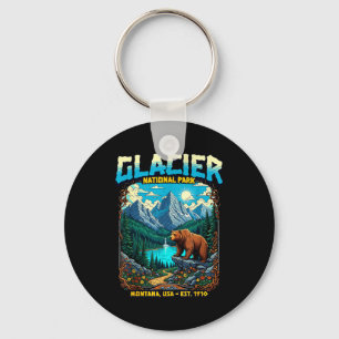Glacier National Park Montana Usa Retro Vintage Na Key Ring