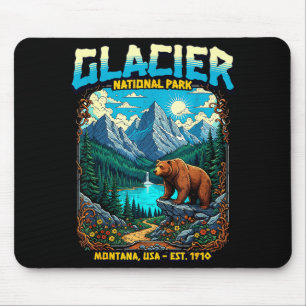 Glacier National Park Montana Usa Retro Vintage Na Mouse Mat