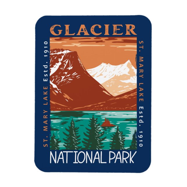 Glacier National Park Montana Vintage Distressed  Magnet (Vertical)