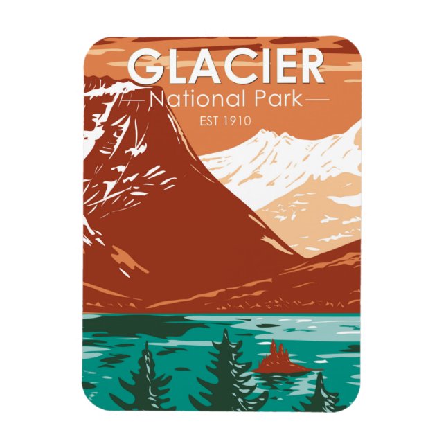Glacier National Park Montana Vintage Magnet (Vertical)