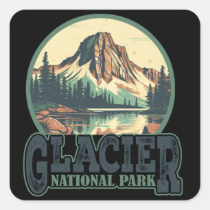 Glacier National Park Montana Vintage Travel  Square Sticker