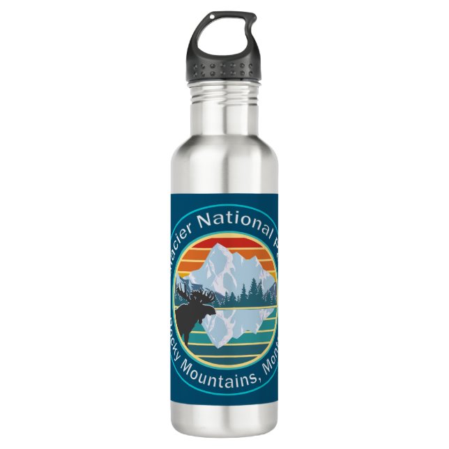 Glacier National Park Moose 710 Ml Water Bottle (Front)