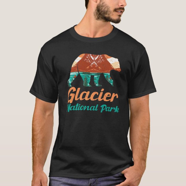Glacier National Park Mountain Grizzly Bear Montan T-Shirt (Front)
