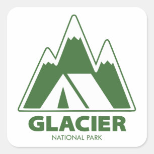 Glacier National Park Mountains Camping Square Sticker