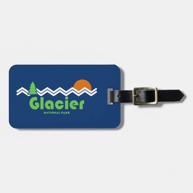 Glacier National Park Retro Luggage Tag (Front Horizontal)