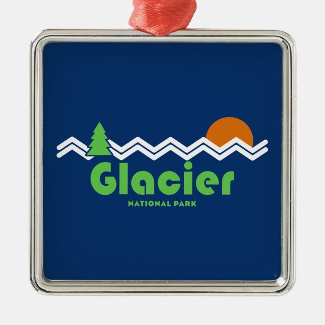 Glacier National Park Retro Metal Tree Decoration (Front)