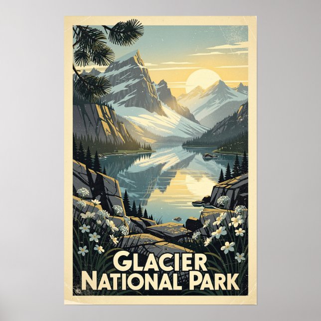 Glacier National Park Retro Poster (Front)