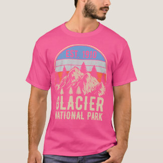 Glacier National Park Retro Vintage Sunset Montana T-Shirt