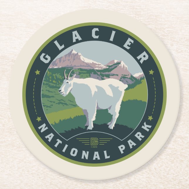 Glacier National Park Round Paper Coaster (Front)