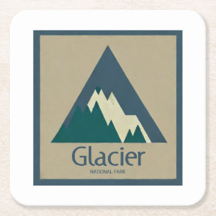 Glacier National Park Rustic Square Paper Coaster