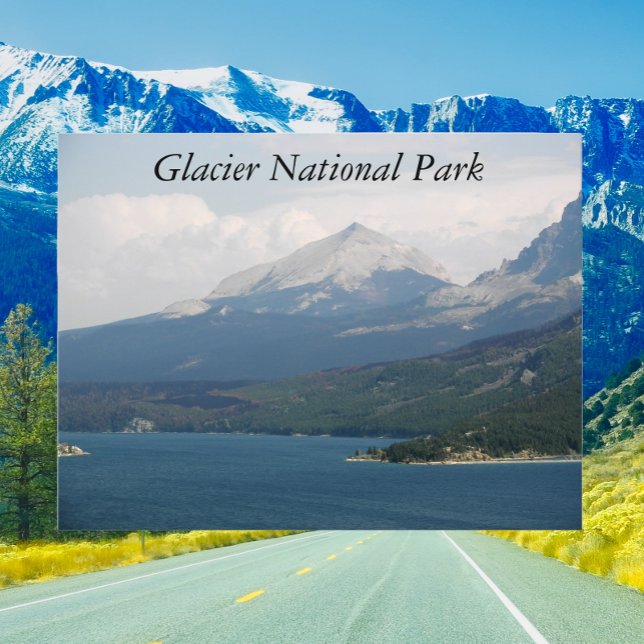 Glacier National Park St Mary Lake Travel Postcard (In Situ Road)