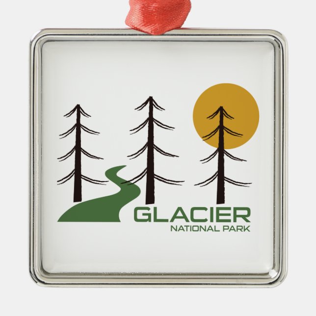 Glacier National Park Trail Metal Tree Decoration (Front)