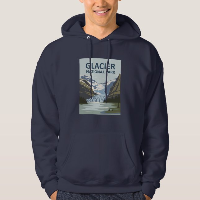 Glacier National Park Travel Art Hoodie (Front)
