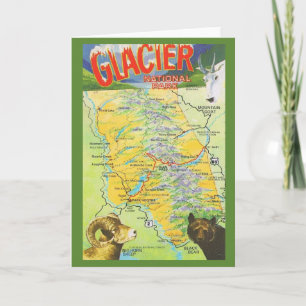 Glacier National Park Vintage Map Card