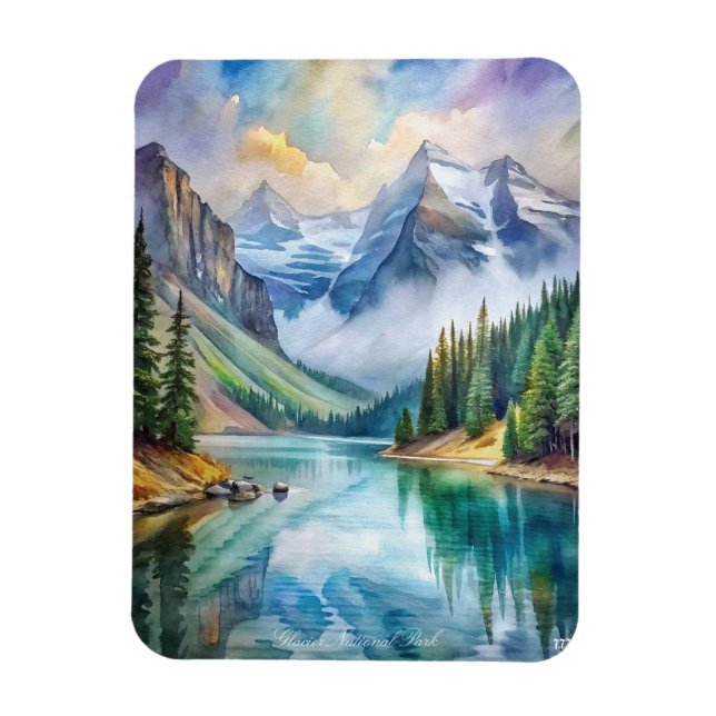 Glacier National Park Watercolor  Magnet (Vertical)