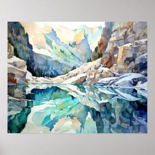 Glacier National Park Watercolor Poster